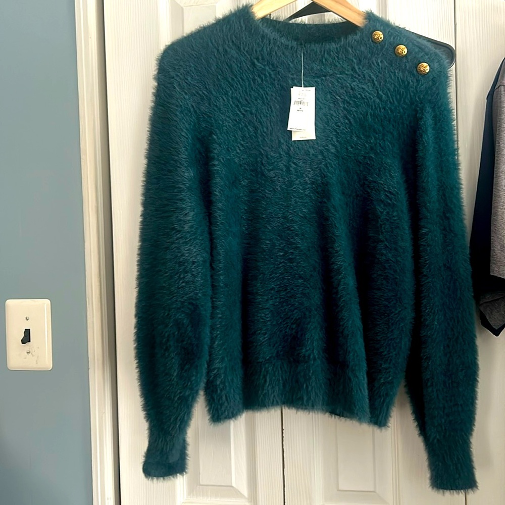 Banana Republic green mohair sweater Sz Med Petite